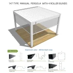 Bioclimatic Aluminum  Pergola 3x3m/10x10ft Manual flip louvered roof with manual roller blinds garden gazebo canopy 3