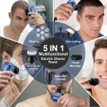Sejoy 6-in-1 7D Head Shavers for Bald Men Electric Razor with Nose Hair Trimmer Waterproof Multifunctional Men Grooming Kit 6