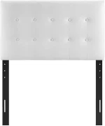 White Tufted Vegan Leather Twin Headboard with Adjustable Height, Elegant Bedroom Decor 5