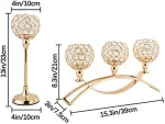 Gold Candle Holders for Table Centerpieces,Tealight Candlestick, Candelabra Stand, 3 Arms for Living Room, Wedding Decor 2