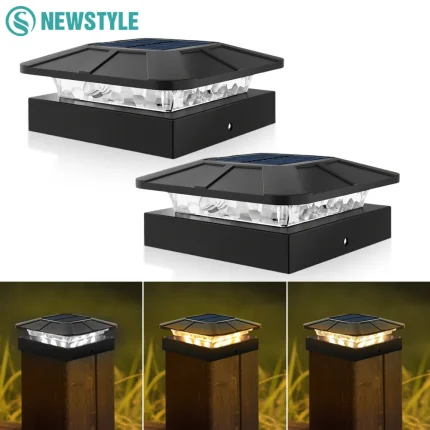 Outdoor Solar Post Cap Lights 3 Modes Fence Light Solar Powered Waterproof Gate Light For 4 Inch Wood Posts Yard Garden Outside