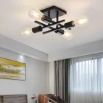 Modern Nordic 4-light ceiling light, E27 bulb base, living room, bedroom, study pendant light (without bulb) 4