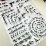 Alinacutle CLEAR STAMPS Leaf Flower Border Corner Scrapbooking Card Album Paper Craft Rubber Roller Transparent Silicon Stamp 4