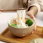 550ml Cartoon Cat Ceramic Instant Noodle Bowl With Lid Underglaze Color Soup Salad Bowl Kitchen Office Student Lunch Box 1pcs 3