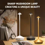 Rechargeable Cone Head Touch Sensor LED Table Lamp - 3 CCT Stepless Dimming for Restaurant Hotel Bedroom Bar Home Decor 5