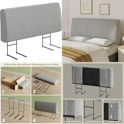 Linen-Textured Modern Headboard for Full-Size Beds, Sleek and Stylish Bedroom Upgrade