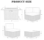 8 Pieces Patio Furniture Set with 44" Propane Gas Fire Pit Table, Outdoor Sectional Wicker Conversation Sofa Sets with Coffee Ta 2