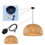 Bamboo Hanging Lamp Pendant Ceiling Light Rattan Wicker Lustre Hand Knit Braiding Suspended Home Dining люстра потол 5