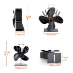 4 Blade Heat Powered Stove Fan Black Fireplace Fan komin Log Wood Burner Eco Friendly Quiet Fan Home Efficient Heat Distribution 5