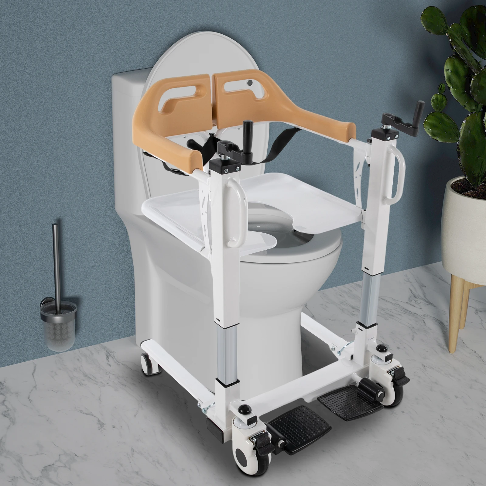 Manual Hand Commode Chair 220.46 lbs Crank Shifting Caregiver Mobility Aid Patient Lift Transfer Machine Seat Elderly Disabled Manual Hand Commode Chair 220.46 lbs Crank Shifting Caregiver Mobility Aid Patient Lift Transfer Machine Seat Elderly Disabled