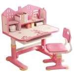 Student Children Table Kids Desk Chair Set Height Adjustable Children School Study Desk with Bookstand and Storage Drawer 5