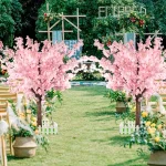 Artificial Cherry Trees Indoor Decor: Handmade Natural Fake Cherry Blossom Pink Tree Outdoor For Party Wedding Christmas 2