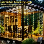 Solar LED Curtain Light Outdoor Garland Solar Fairy String Light Copper Wire Lamps for Garden Yard Wedding Party Holiday Decor 4