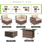 7 Piece Patio Furniture Set with 44 Inch Fire Pit Table Outdoor Wicker Parlor Set with Thick Cushions 2