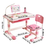 Kids Study Desk Chair Set Height Adjustable Children Writing Table with Reading Stand LED Table Light Bedroom Kid Learning Table 6