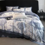 Soft Silky Skin Friendl natural Eucalyptus Fiber Lyocell Bedding Set Forest Plants Leopard Duvet Cover Set Bed Sheet Pillowcases 3