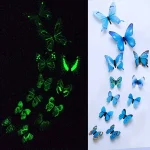 New 12Pcs Fashion 3D Luminous Butterfly Creative Wall Sticker For DIY Wall Stickers Modern Wall Art Home Decorations DIY Gift 2
