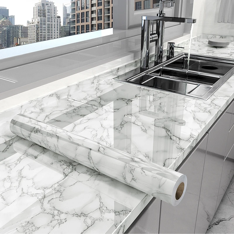 Marble Kitchen Oil-Proof Film Stove Waterproof Moisture-Proof Self-Adhesive Wallpaper Countertop Cabinet Renovation Tile Sticker Marble Kitchen Oil-Proof Film Stove Waterproof Moisture-Proof Self-Adhesive Wallpaper Countertop Cabinet Renovation Tile Sticker