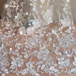 High-Density Embroidered Lace Fabric, Rayon Plant Flower, Wedding Dress DIY Accessories, Bridal Fabric, RS4080 5