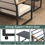 4-Piece Outdoor Patio Set, Metal Conversation Sofa With Washable Cushions, 2 Chairs & Coffee Table For Garden Balcony 6
