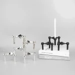 Luxury Candlestick Holders 10cm Small Stand Nordic Stainess steel Candlestick for Stick Skinny Candelabra Set Living Room Decor 5