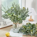 20/25Pcs Artificial Mixed Eucalyptus Leaves Stems Fake Flower for DIY Bouquets Floral Arrangement Home Wedding Party Decoration 2