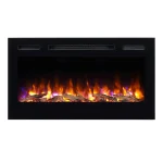 Alice 36 Inches Recessed Electric Fireplace, Flush Mounted for 2 X 6 Stud, Log Set & Crystal, 1500W Heater, Black, Customized