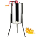 SucceBuy Manual Honey Stainless Steel Beekeep Extractor Honeycomb Drum Spinner with Lid Adjustable Apiary Centrifuge Equipment