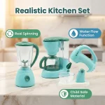 3PCS Electric Automatic Coffee Maker Juicer Blender Mixer Pretend Play Set Mini Household Appliances Kitchen Toys Kid Gift 2
