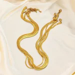 Gold Color Stainless Steel Necklaces For Unisex Waterproof Filmy Snake Chain Herringbone Choker Men Necklace Women Jewelry Gift 5