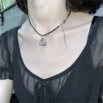 Vintage Spiral Vortex Pendant Hand-woven Leather Rope Necklace for Women Unisex Boho Pentagram Necklace Fashion 2023 Y2K Jewelry 2