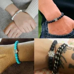 Natural Matte Black Lava Volcanic Stone Paw Print Charm Bracelet Homme Femme Pet Memorial Cat Dog Lovers Jewelry Bracelets Gifts 5