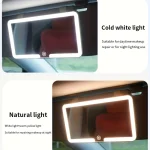Car Interior Mirrors Sun Visor Plate LED HD Makeup Mirror for Girls Women Rechargeable Fill Light Universal Thin Vanity Mirror 3