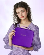Makeup Bag With Mirror lamp,Travel Waterproof Necessary Beauty Brush Embroidery Tool Storage Cosmetic Case Portable Makeup Box 6