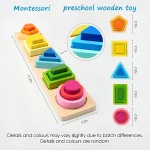 Montessori Wood Toys for Kids Wooden Sorting Stacking Toys for Baby Toddlers Educational Shape Color Sorter Preschool Kids Gifts 3