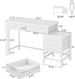 Computer Desk with 5 Drawers, Home Office Desks with Reversible Drawer Cabinet Printer Stand, Industrial PC Desk with Storage 6