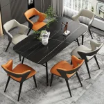 French Style 1Pc Leather Dining Chair with Backrest, Hollow Design, Suitable for Clubhouse Hotel Western Restaurant Cafe 6