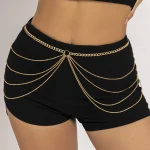 IngeSight.Z Punk Multi-layer Tassel Hip High Waist Chain For Women Gold Color Metal Chain Waistband Party Dress Belts Accessorie 2