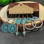 Colorful Tassels Earrings Set Ethnic Women Geometric Round Bronze Metal Drop Vintage Boho Wholesale Jewelry Party Gifts 4