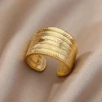 Stainless Steel Chunky Wide Rings For Women Vintage Gold Color Geometric Open Finger Ring Fashion Minimalist Jewelry Gift Femme 5