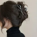 New Vintage Ribbon Bow Hair Claws Metal Hair Clips Crab Headwear Hairpins Shark Ponytail For Women Hair Accessories Barrettes 5