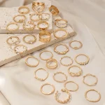30Pcs Bohemian Geometric Knuckle Rings Set For Women Gold Silver Color Finger Ring Girls Fashion Party Jewelry Accessories 6