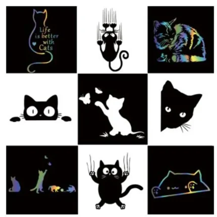 Car Stickers Cute Naughty Cat Wrap PVC Cars Window Body Decoration To Cover Scratches  Decal Waterproof Sun Protection.