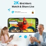 Outdoor Bird Feeder with Camera and Bird Bath Dual-Lens 2K HD Video AI Identification Solar Powered Instant Alerts IP66 Weather 2