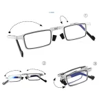 Metal Folding Reading Glasses Portable Ultra Light Anti Blue Light Lens Presbyopia Glasses Men's Rectangular Eyeglasses Eyewears 5