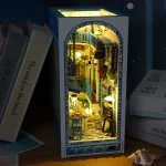 DIY Book Nook Kit Shelf Inser Dollhouse Model Building Kit Wooden Bookshelf Room Dollhouse Bookend Toy For Adults Birthday Gifts 2
