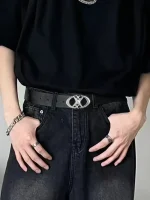 Stylish Oval Cross Metal Buckle Belt - Durable, Simple, and Universally Compatible - Unisex Gift Idea for Men and Women 5