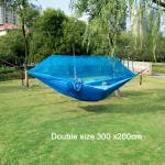 Single and Double Size Nylon Fabric Portable Travel Outdoor Camping Hanging Sleeping  Hammock with Mosquito Net 2