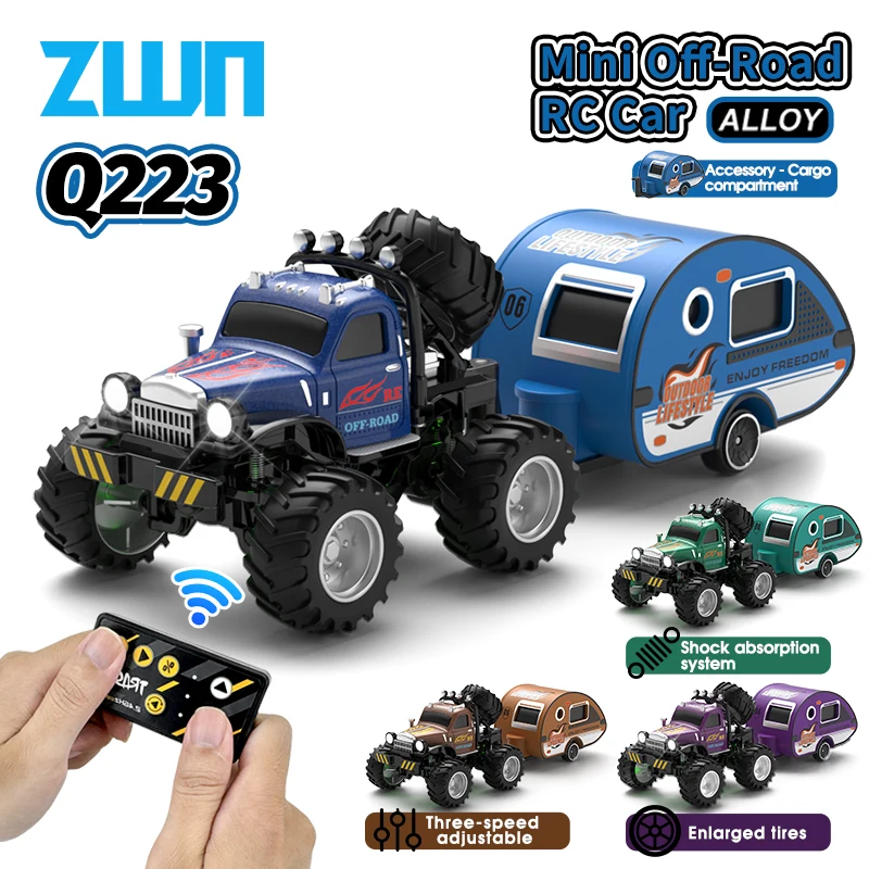 Q222 Q223 1:64 Mini RC Truck with Trailer Monster-Regulating Alloy All Terrain Remote Control Model Cars Toys for Kids Gift Q222 Q223 1:64 Mini RC Truck with Trailer Monster-Regulating Alloy All Terrain Remote Control Model Cars Toys for Kids Gift