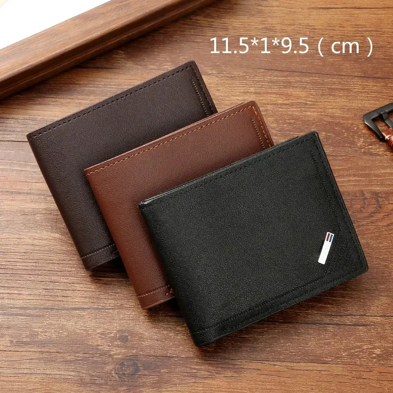 Men's leather short wallet thin wallet foldable minimalist soft leather wallet Men's leather short wallet thin wallet foldable minimalist soft leather wallet